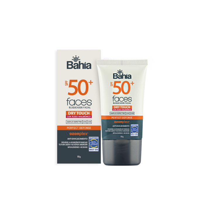 Bloqueador Bahía Dry Touch con Ácido Hialurónico SPF50+ 55 g.